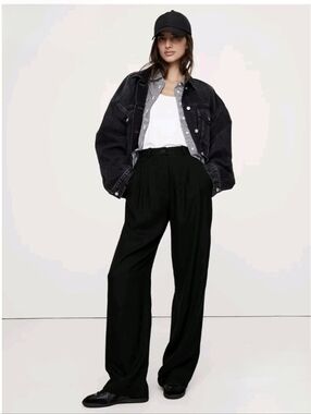 Banana Republic Black Wide-Leg Trousers